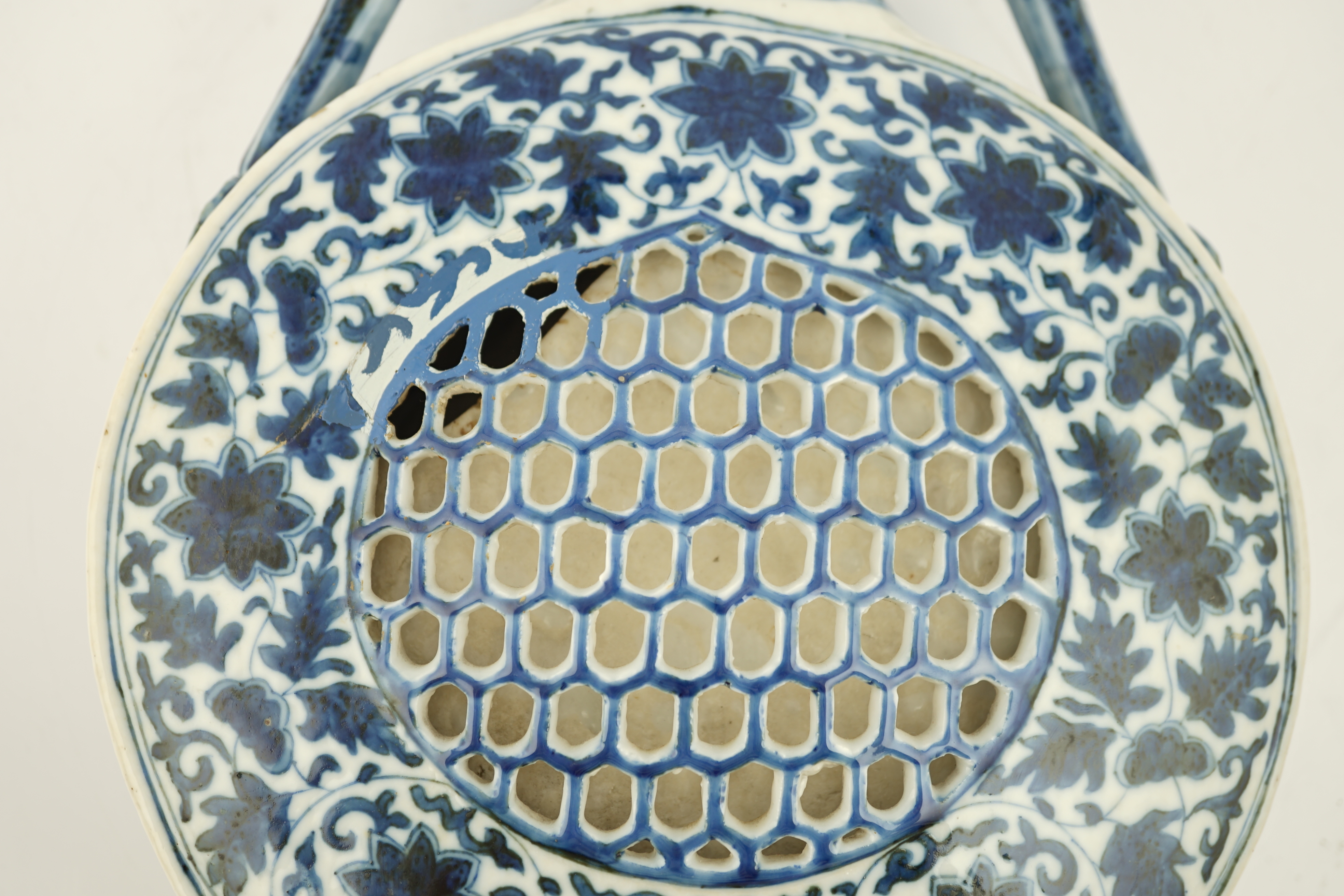 A Chinese blue and white moonflask, Daoguang six character mark and of the period, neck reduced